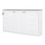 Lit mural simple blanc et brun avec éclairage à DEL, armoire pliable, bois massif, ouverture hydraulique lisse, idéal pour les espaces de travail à la maison dans les petites résidences, bois, système, dortoirs de bonne étude-128991943