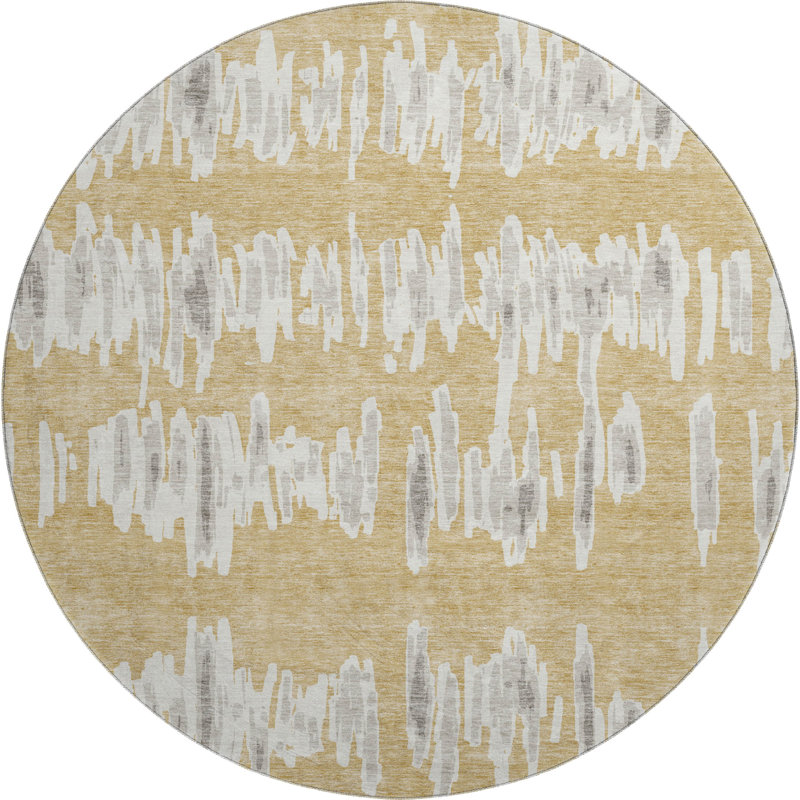 Tapis doré Prisco lavable à la machine de qualité supérieure, Rond 8 pi