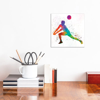 Volley Ball Player Man In Watercolour III by Paul Rommer - Wrapped Canvas Print