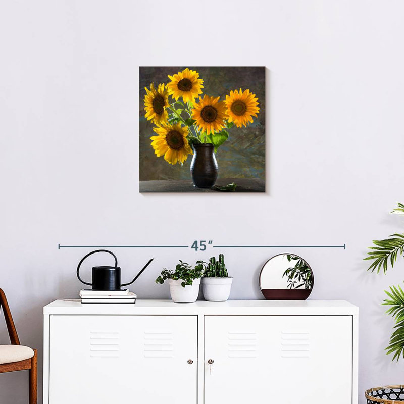 Vase Harnek de tournesols jaunes, H 20 po x l 20 po