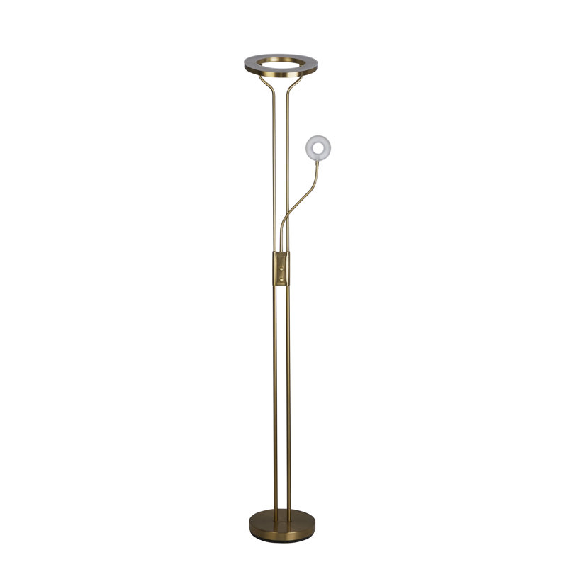 Chatan 180cm LED Torchiere Floor Lamp, White, Brass