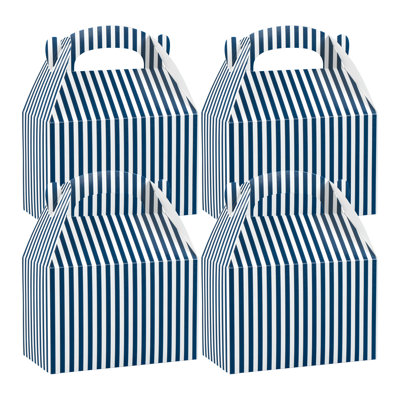 Restaurantware Gable Boxes With Handles 100 Count 8.5 x 4.75 x 5.5 Inches Paper Wedding Favor Boxes Cardboard Treat Boxes Built-In Handle Blue