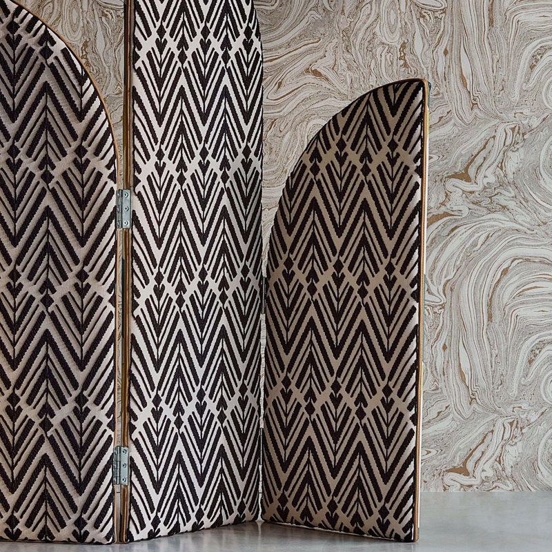 Reflect Thalia Fabric, Black Earth