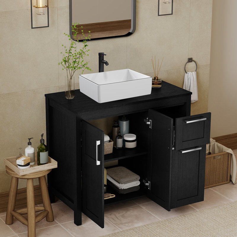 Ensemble de meuble-lavabo simple 36 po avec lavabo 36 po, Noir