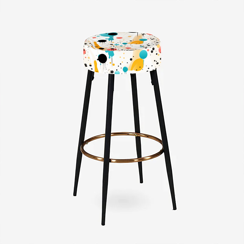 Ensemble de 2 tabourets de bar Fashion à pois jaunes et bleus Mid-Century