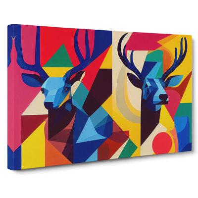 Two Abstract Stags Vol.1 - Wrapped Canvas