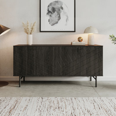 Latitude Run Lanai 63"" Wide Sideboard with Geometric Design | Adjustable Shelves -  Latitude RunÂ®, A721D4B7A9CB42A7A013891C4338A0F1