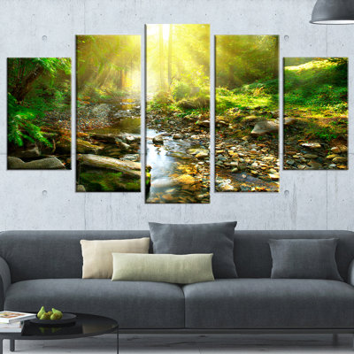 " Mountain Stream In Forest " 5 - Pieces