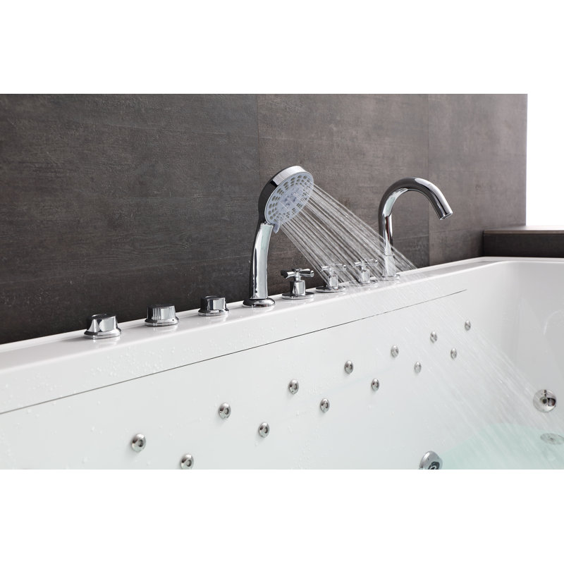 Baignoire combinée autoportante en acrylique 70 po x 40 po avec lumière intégrée pour robinet