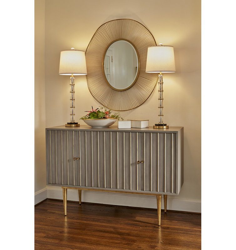 Delphine Antique Gold Leaf Accented Gray 54'' Sideboard