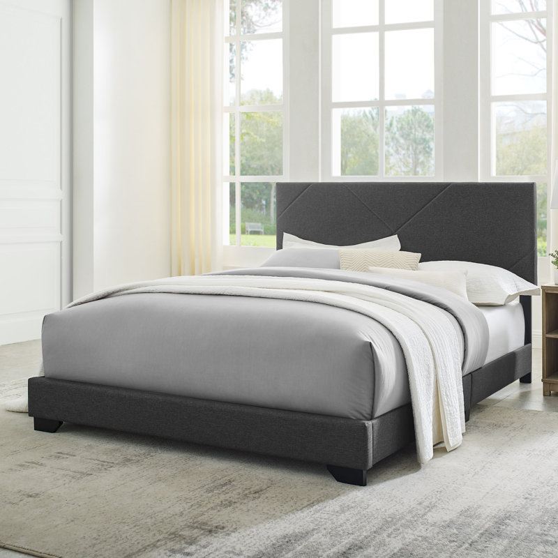 Lit plateforme tapissier Landsford, Grand, Beige