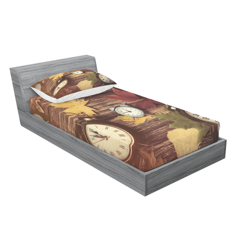 Ensemble de draps et feuilles d'érable séchées, Ensemble de draps pour lit simple TG avec drap-hou