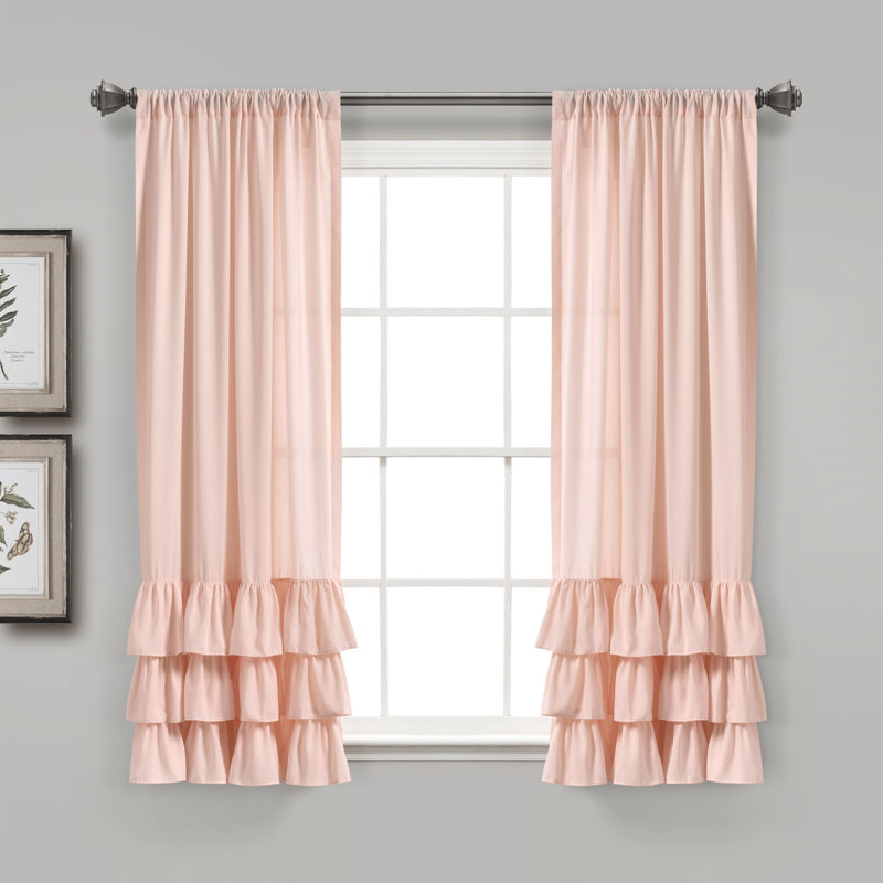 Paire de rideaux semi-transparents avec passe-tringle Allison, Rosé, L 40 po x L 45 po