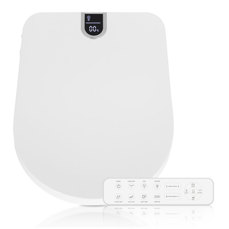Electronic Smart Bidet Seat With Warm Air Drying, Heated Seat With Remote Control, Self-cleaning