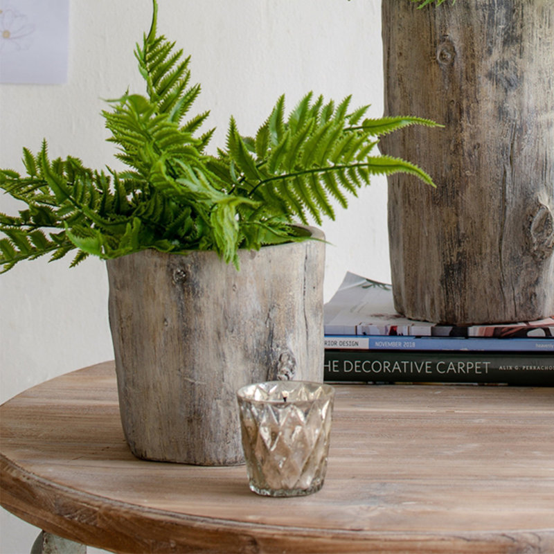 Set Of 2 Wooden Stake Shape Planter, 6.5"x6.5"x6.5"