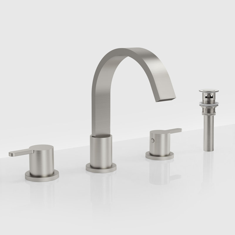 Widespread Bathroom Faucet 3 Hole, 2-handle Bathroom Sink Faucet with Drain Assembly, Brushed Nickel
