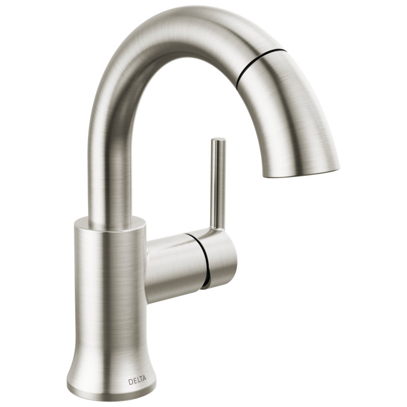 Robinet de salle de bain rétractable Trinsic, robinet de salle de bain escamotable, robinet de salle de bain monotrou en nickel brossé avec douchette rétractable, robinet de lavabo pour salle de bain, fixation magnétique, acier inoxydable