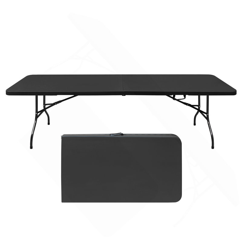 Table pliante 8 pi, table en plastique portative pour le camping, pique-niques, fêtes, table pliable à port élevé noir