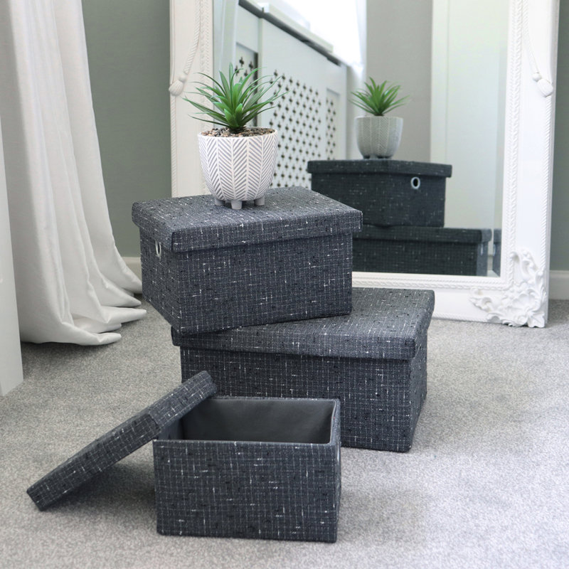 JVL Fabric Decorative Basket, Shadow