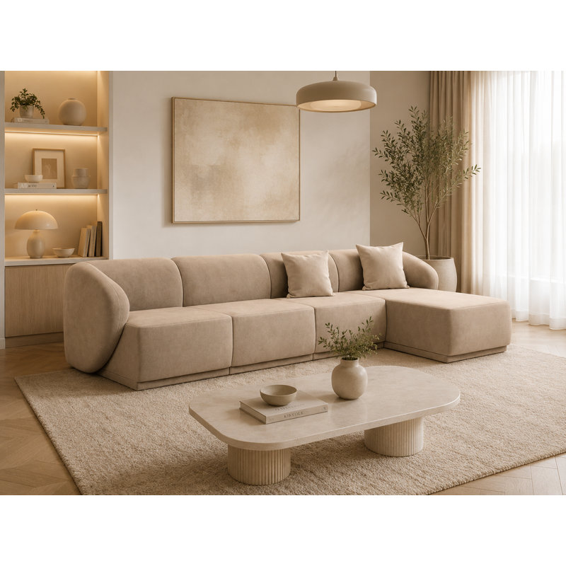 4 Seater Velvet Sofa & Chaise
