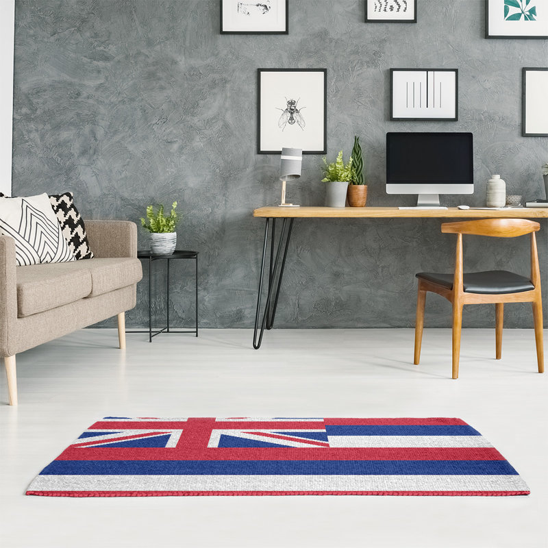 Tapis de chenille rouge/bleu hawaii flag, Rectangle 3 pi x 5 pi
