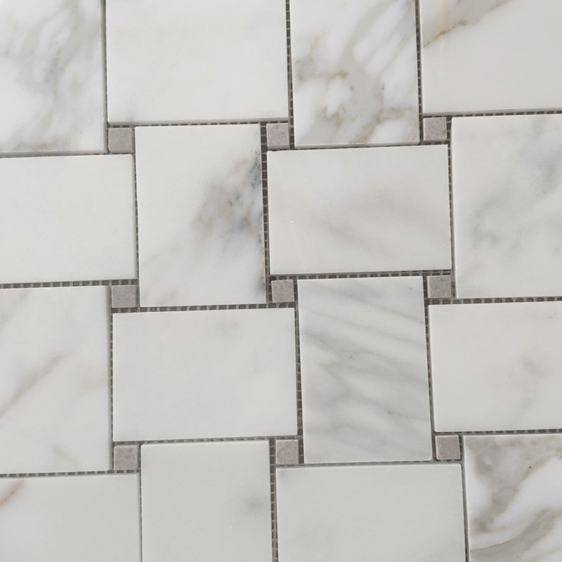 Calacatta 11" x 11" Marble Mosaic Tile, LIght Gray