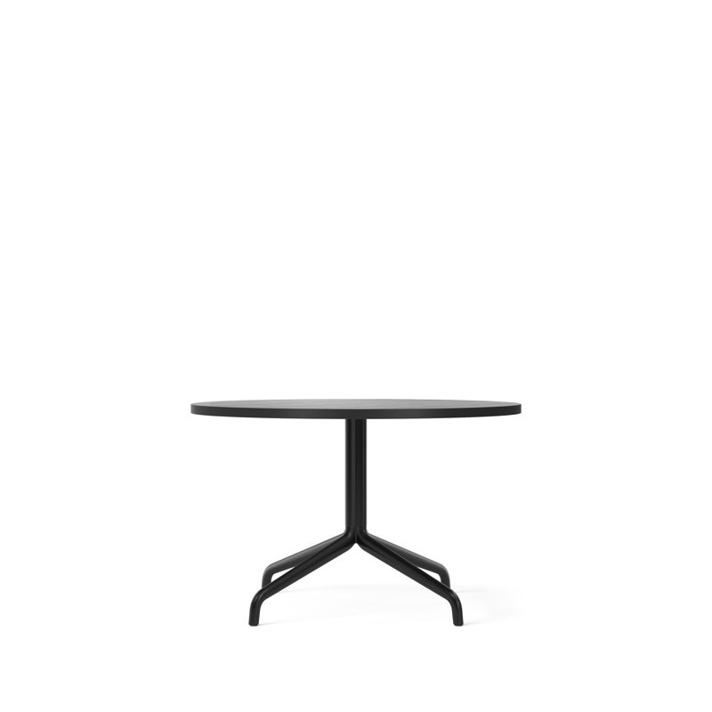 Harbour Round Oak Pedestal Dining Table, 31.5" W x 31.5" L, Under Standard Height, Black Stained Oak Veneer