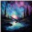 Aurora Borealis Dancing Lights VI - Horloges murales asymétriques en métal Aurora Borealis-106133070