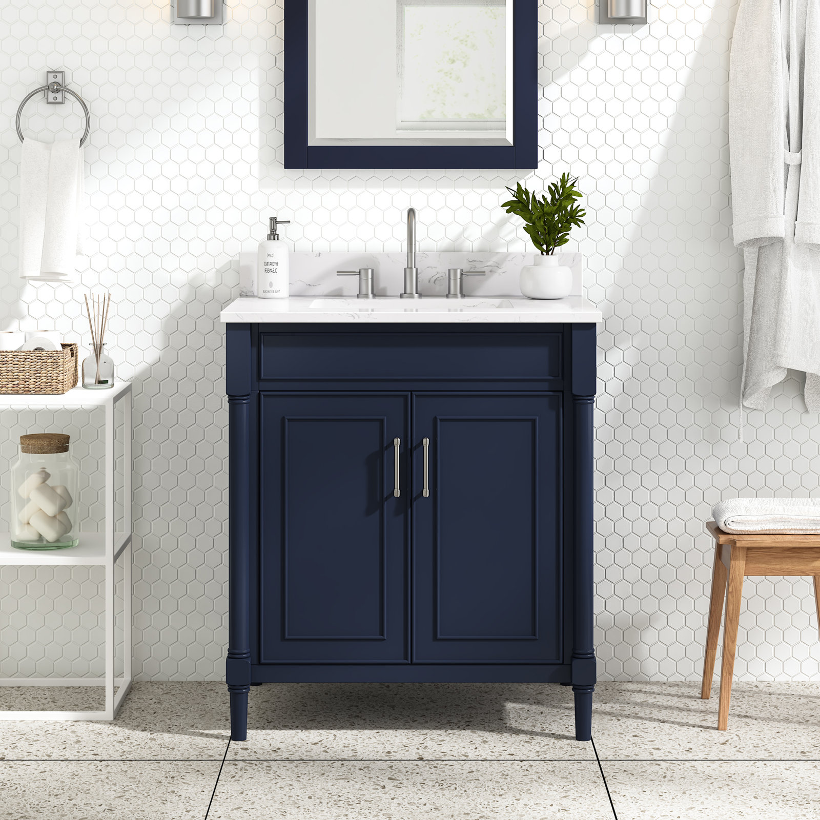 Addison 30'' Single Bathroom Vanity Base, Navy Blue