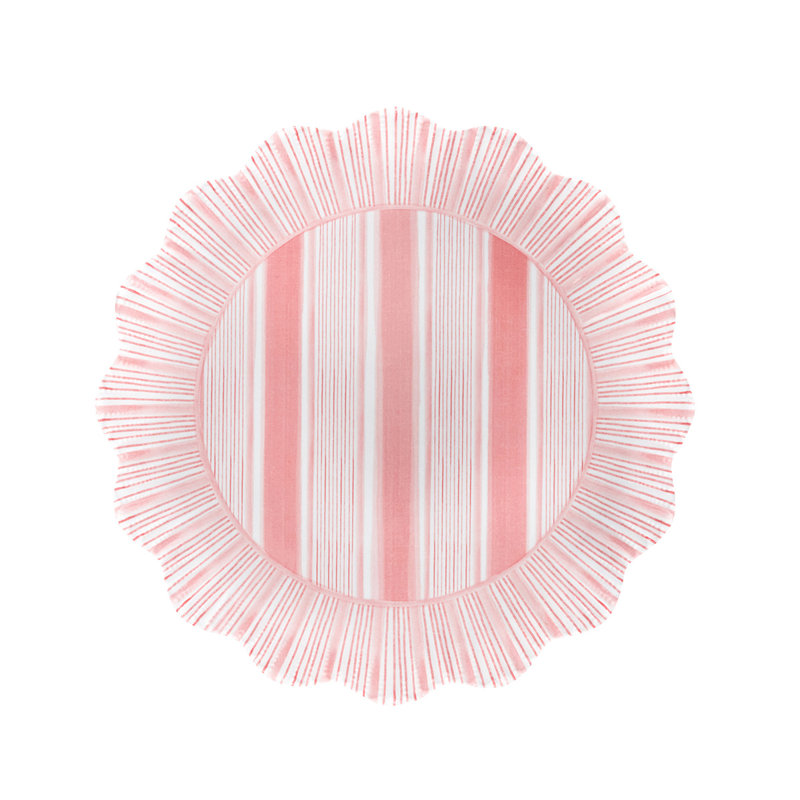 Cabana Stripe Melamine Dessert/Salad Plates, Seagrass/Ocean/Sunshine/Coral