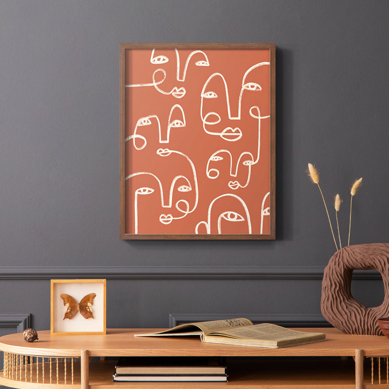 Connected Expressions II Framed Print - Solid Wood, Brown, 14" H x 11" W