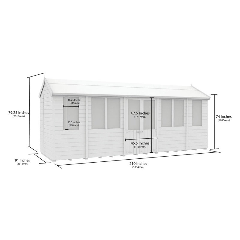 8ft x 18ft Apex Summer Shed