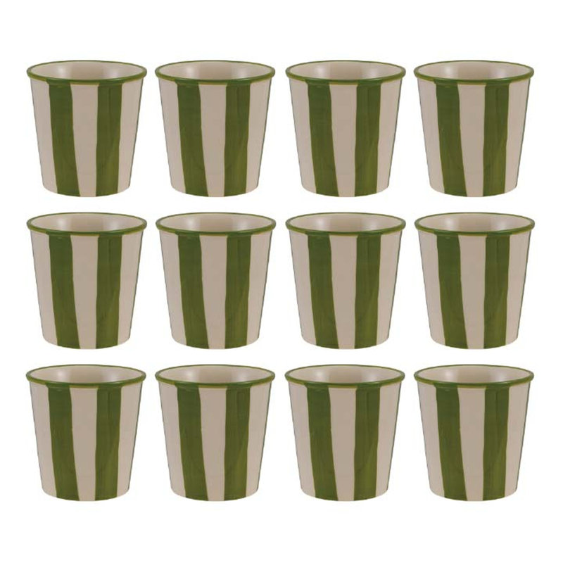 Hand-Painted Stoneware Striped Cup