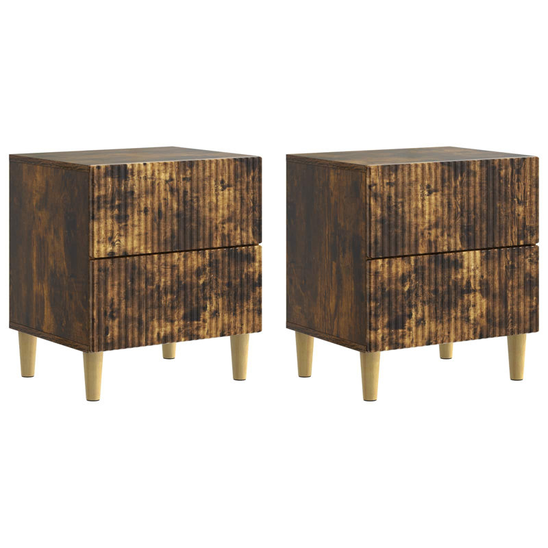 43cm W Manufactured Wood Bedside Table, Smoked Oak