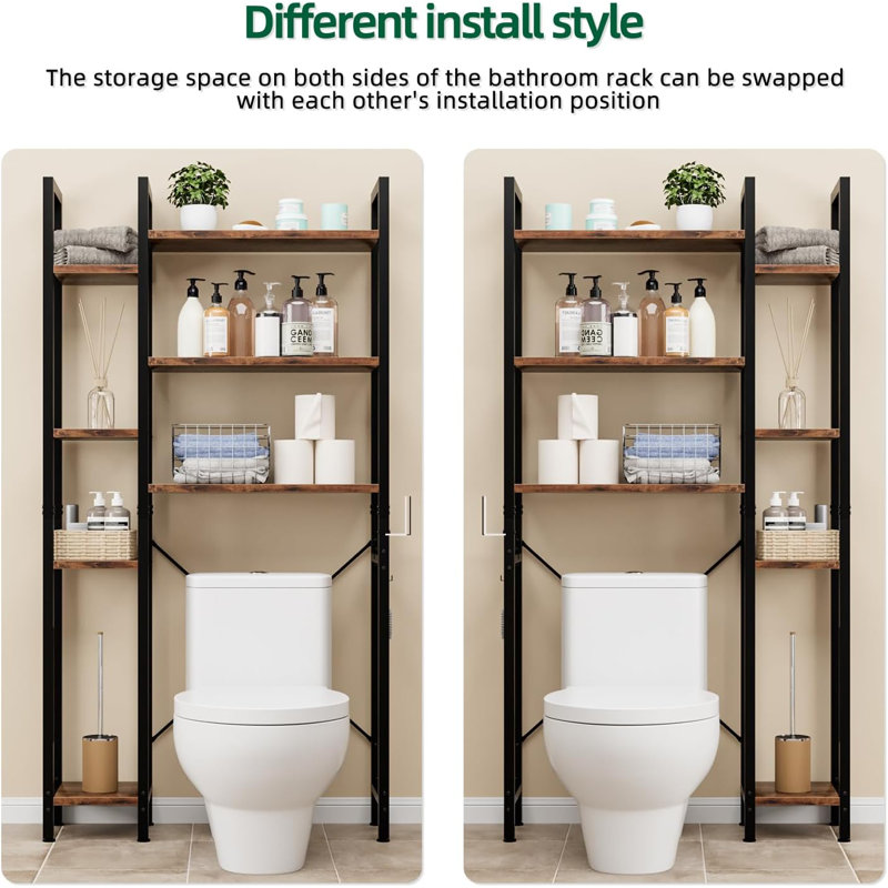 Vintage Black and Brown 7-Tier Over-the-Toilet Storage Rack