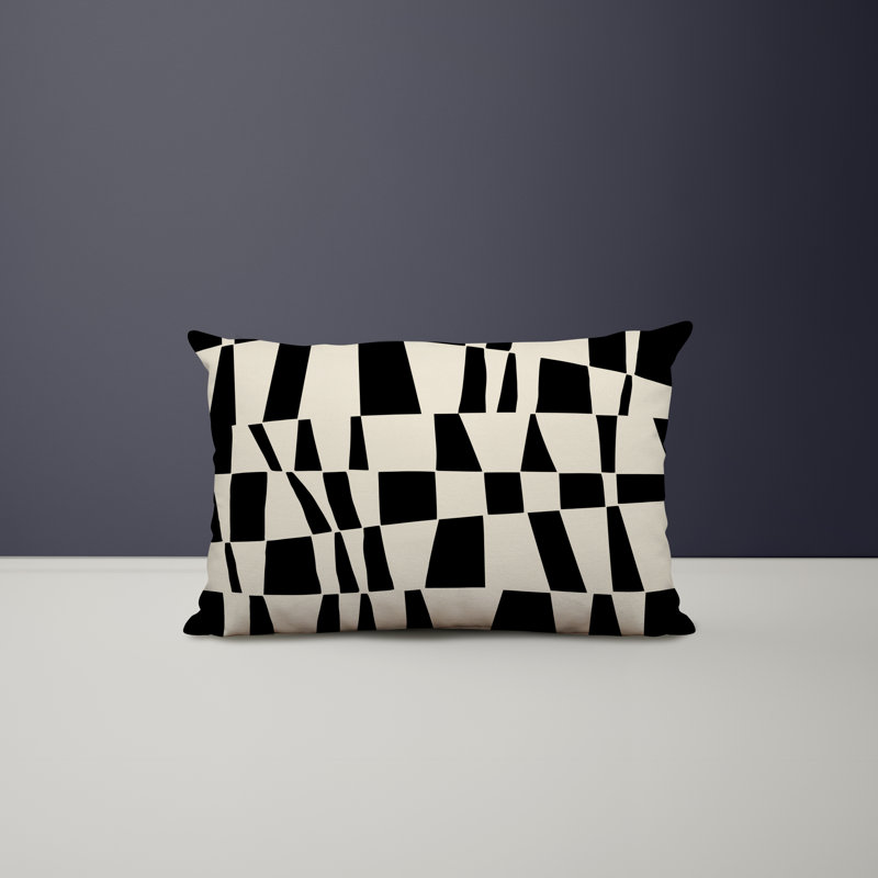 Housse et insert de coussin rectangulaire en polyester pour l'intérieur et l'extérieur, Noir