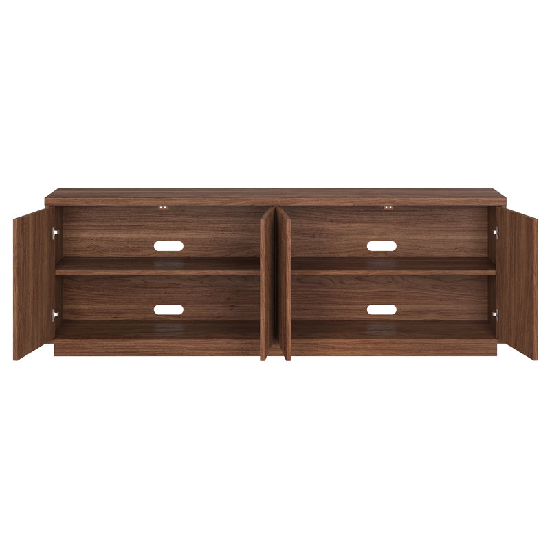 Hanson Rectangular Fluted TV Stand for TV's up to 75" in Satin Walnut, Satin Walnut