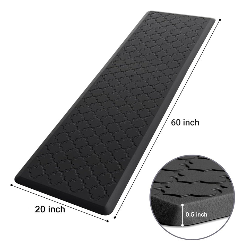 Tapis de cuisine uni en PVC, Noir, Tapis de couloir 1 pi 8 po x 5 pi