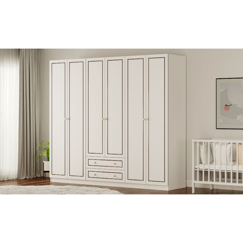 Vandusen 6 Door Manufactured Wood Wardrobe, White/Black