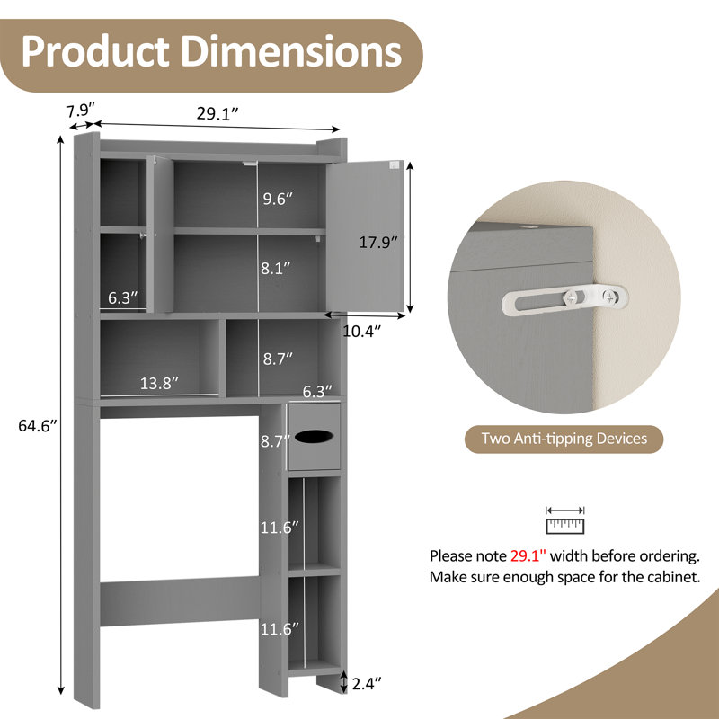 Armoire autoportante en bois manufacturé Emefu, Gris