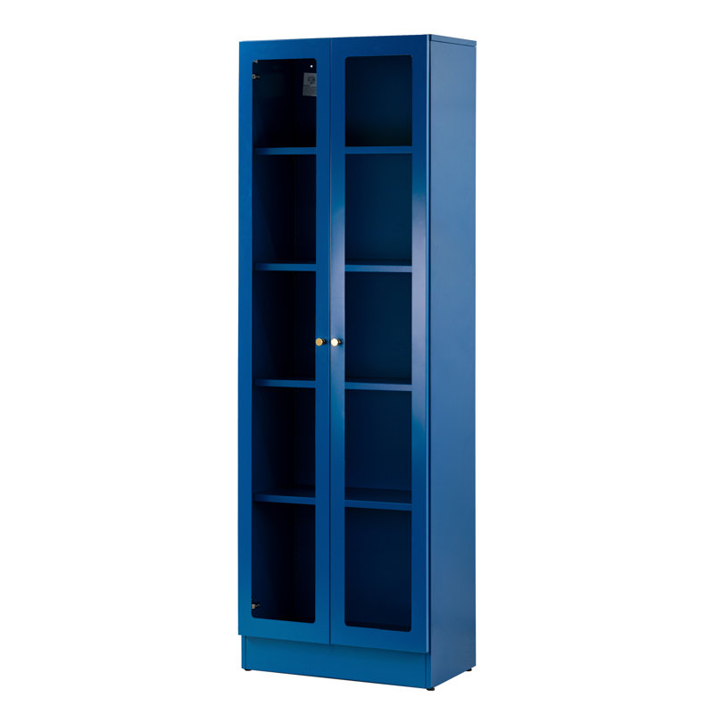 Armoire en métal à porte française de 70,88 pouces Harvell, Bleu