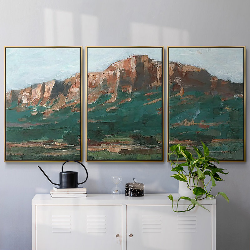 «Heading West II», reproduction sur toile 3 pièces, Or, H 24 po x l 48 po x P 2 po