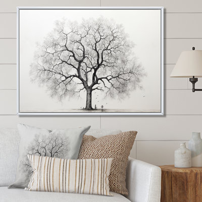 «White and Grey Minimalisme Maple Tree I», reproduction sur toile