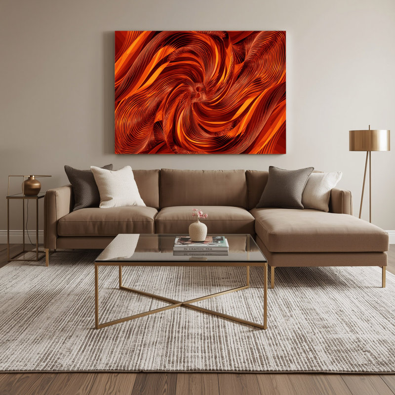 Art mural sur toile rouge Op Art 25, H 20 po x l 24 po