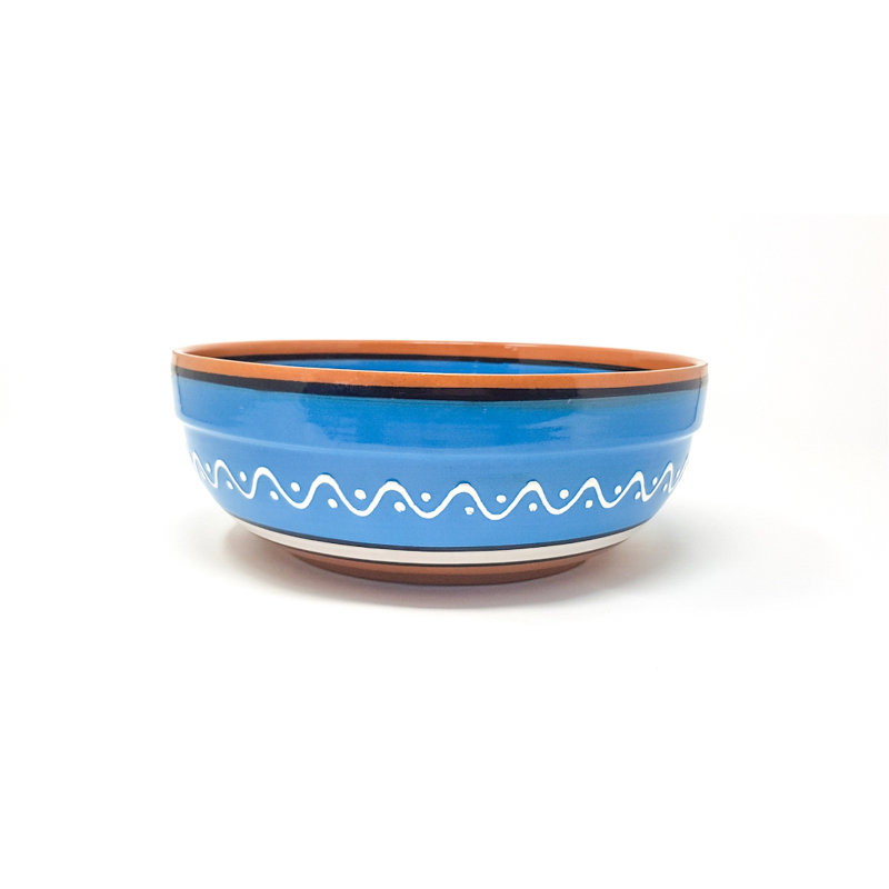 August Grove Landan Ceramic Salad Bowl, Blue