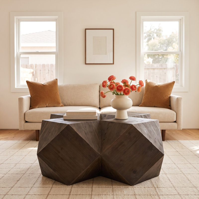 Wyndmere Barry Solid Wood Block Coffee Table, Dark Brown
