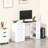 47" Modern Home Office Computer Desk Bookcase Combo Writing Table Workstation with 3 Drawer and Storage Shelf - White
