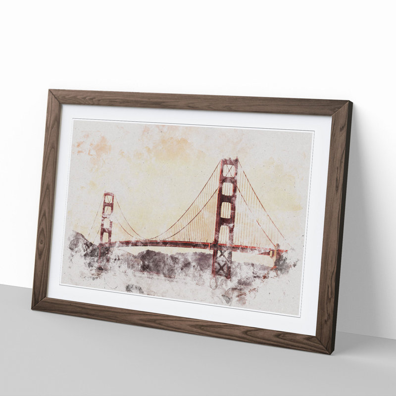 Golden Gate Bridge Vol.3 - Picture Frame Painting, 27cm H x 36cm W x 2cm D, Walnut Framed