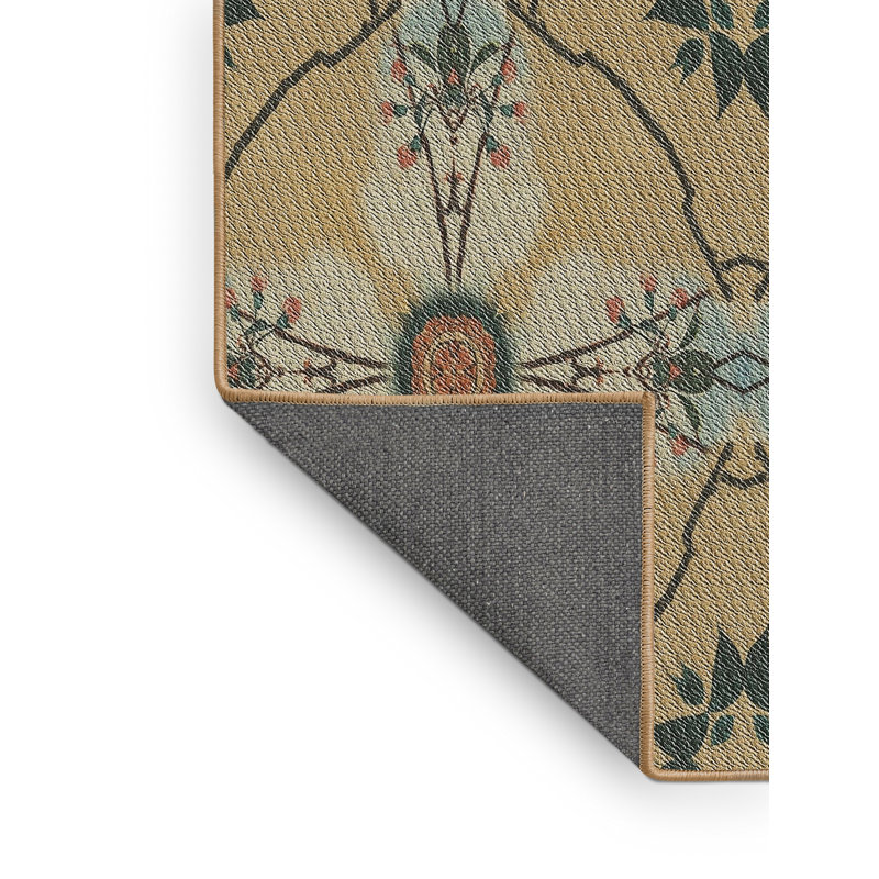 Tapis beige/vert/vert/brun à motifs Deuxville, Rectangle 5 pi x 7 pi