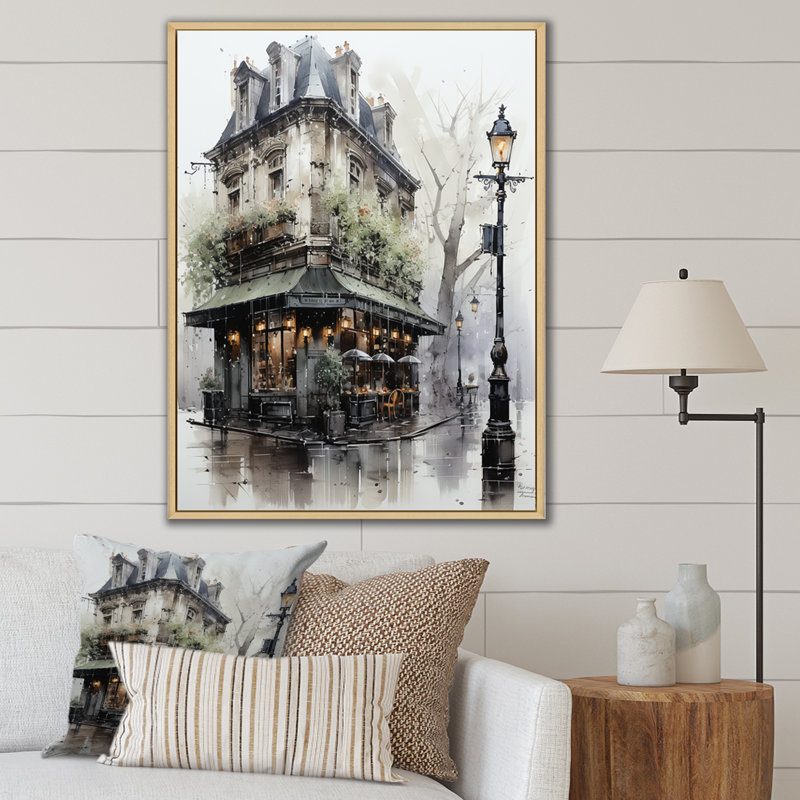 Paris Montmartre Mist - art mural Paris, H 44 po x l 34 po x P 1,5 po, Cadre flottant en érable